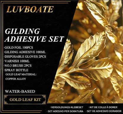 LUVBOATE Gold Leaf Gilding Kit – Complete 100-Piece Set with Adhesive, Varnish & Tools