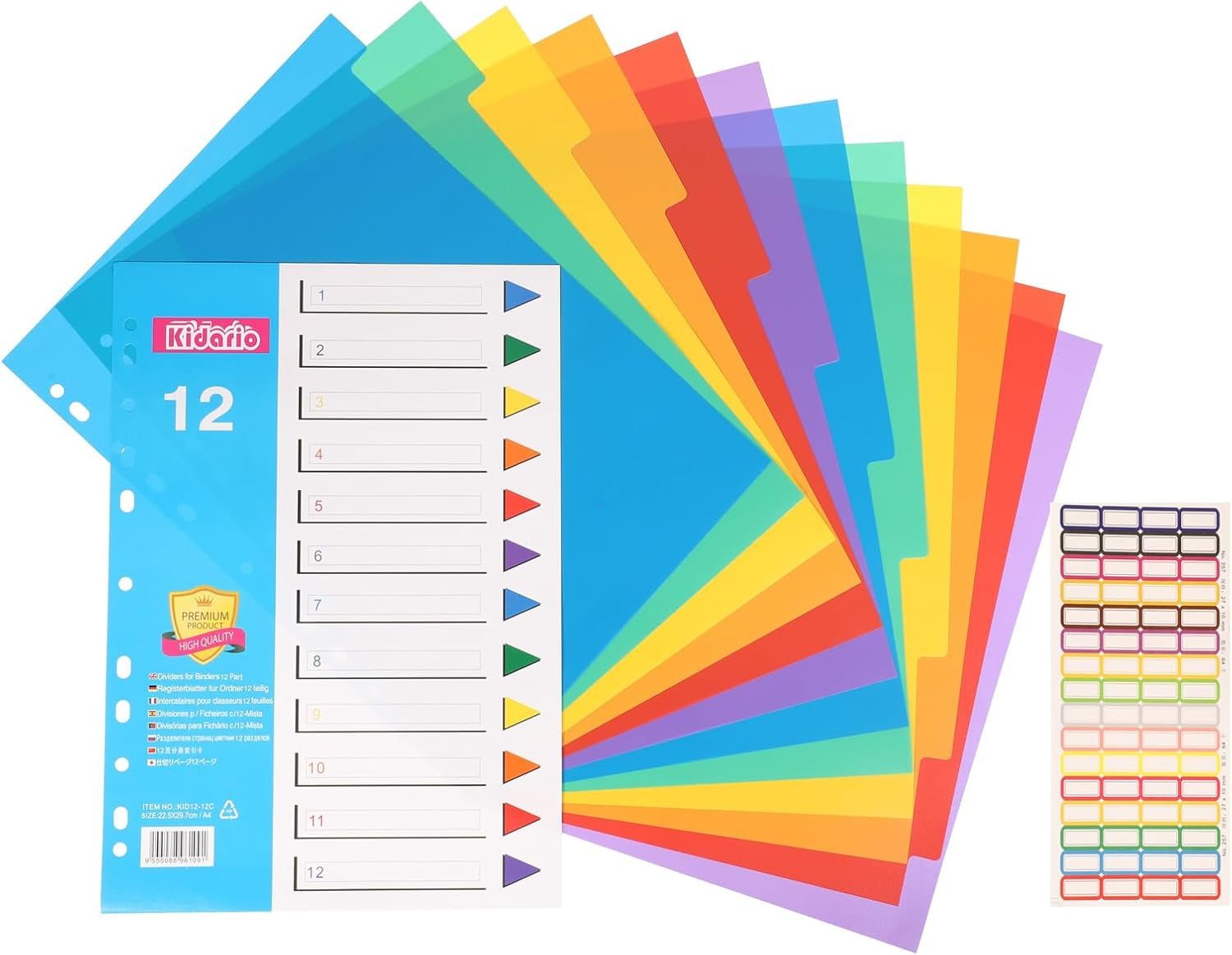 A4 1-12 Numbered Plastic File Dividers – Pack of 6 for Efficient Organization
