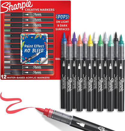 Sharpie Creative Marker Acrylic Paint Pens | Bullet Tip Water-Based Paint Markers | Lake Green | No-Bleed Ink Writes on Most Surfaces | School & Revision Supplies | 6 Count