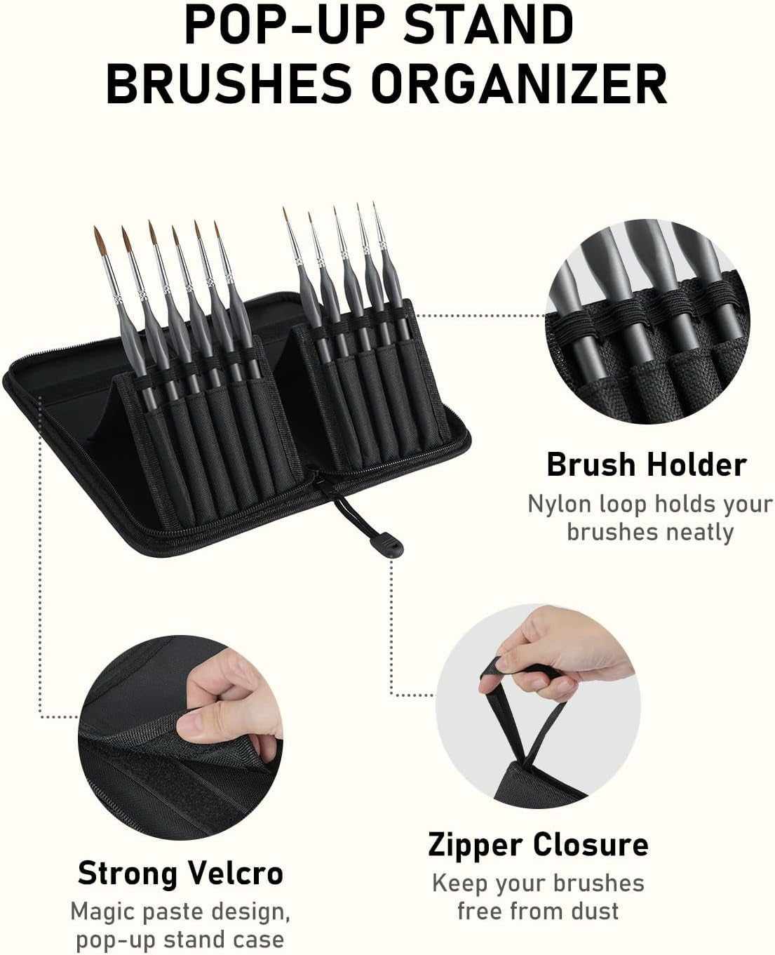 Nicpro Kolinsky Sable Miniature Paint Brushes, 11PCS Fine Detail Paint Brushes for Acrylic Watercolor, Models, Small Fine Detail Paint Brush Set for Mini Paints - Thin Artist Kit with Nylon Holder