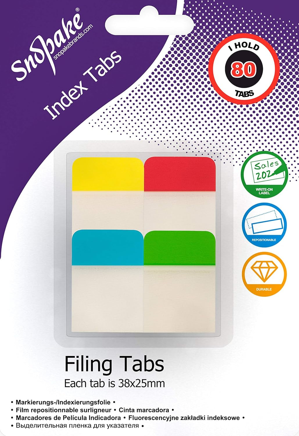 Snopake Filing Index Tabs – Durable, Repositionable & Perfect for Organization