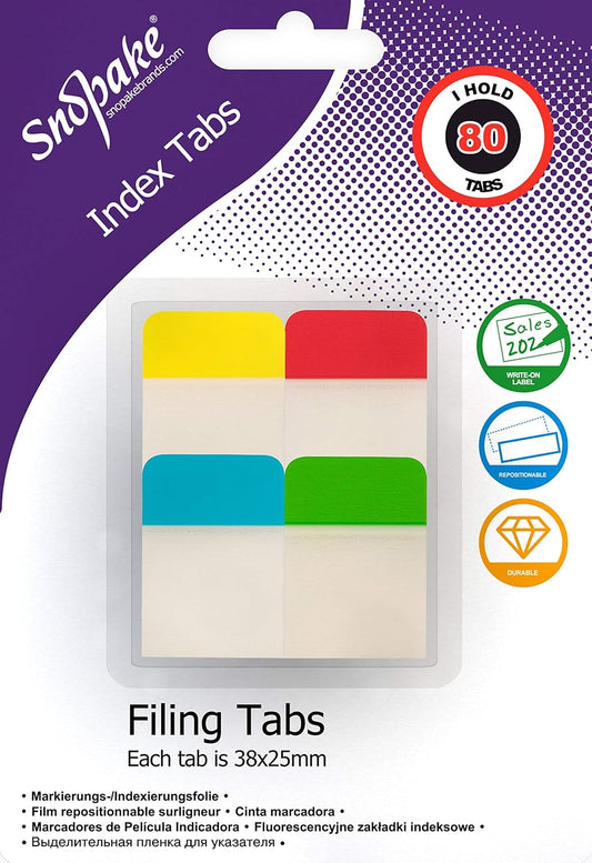 Snopake Filing Index Tabs – Durable, Repositionable & Perfect for Organization