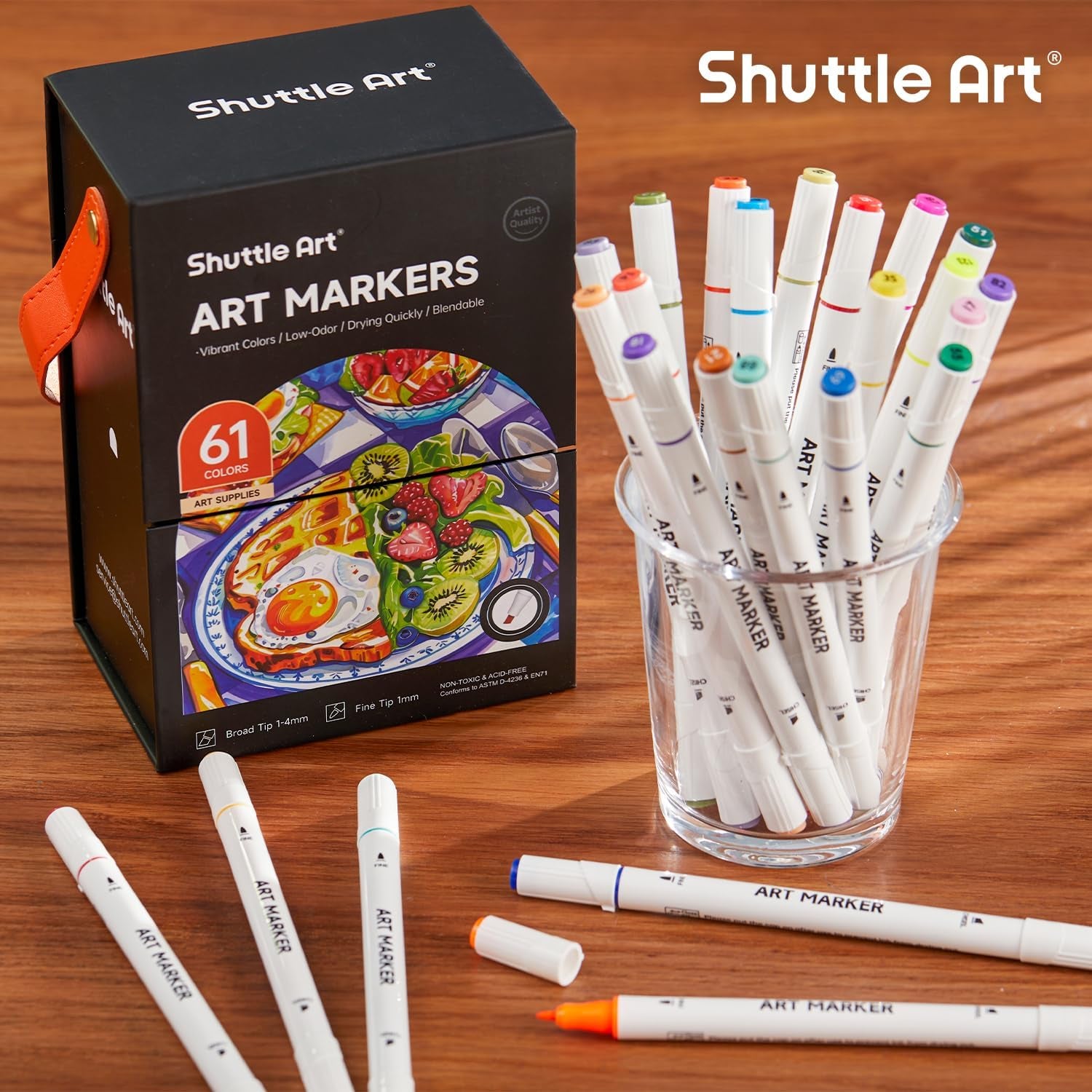 Shuttle Art 60-Colour Dual Tip Marker Set + Blender