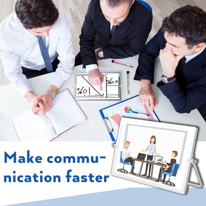 Nicpro Dry Erase Mini Whiteboard A4, 20 X 30 Cm Double Sided Small Magnetic Desktop White Board with Stand, 8 Pens, 1 Eraser,4 Magnet, Portable Board Easel for Kids Students School Supplies Office