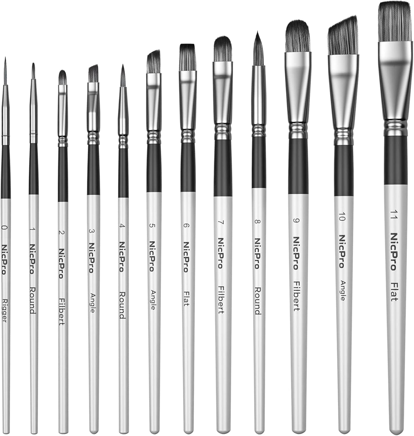 Nicpro 12 PCS Artist Paint Brush Set, Craft Paint Brushes for Acrylic Painting, Oil, Watercolour, Gouache, Tempera, Face, Body, Fabric, Leather, Model, Art Supplies Paintbrushes for Artists Beginners