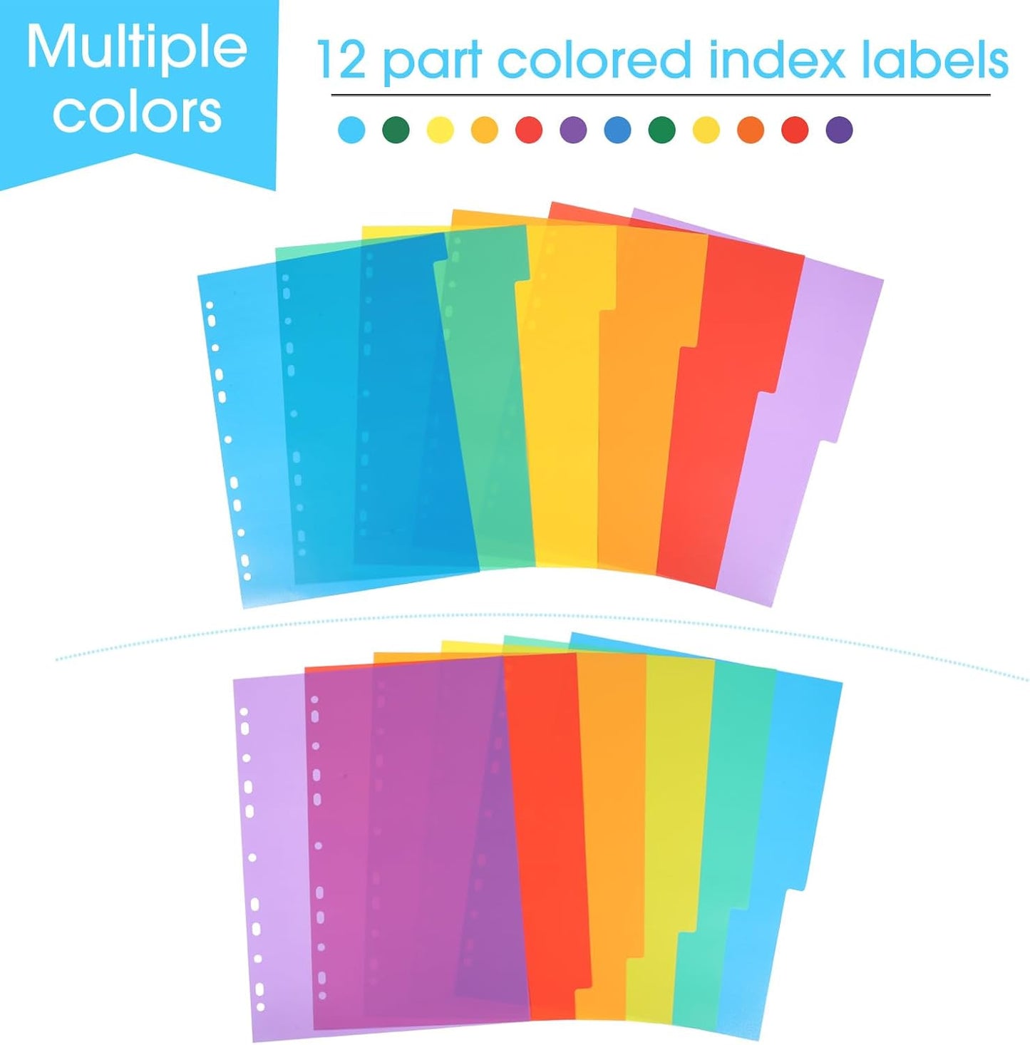 A4 1-12 Numbered Plastic File Dividers – Pack of 6 for Efficient Organization
