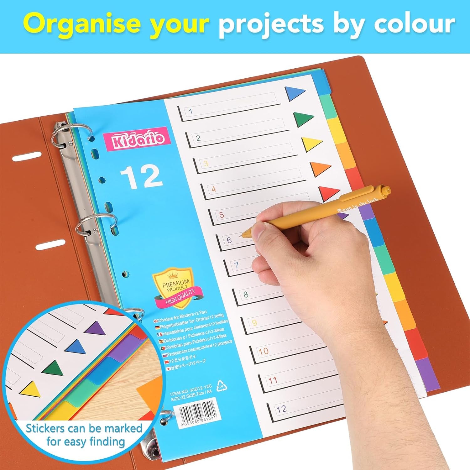 A4 1-12 Numbered Plastic File Dividers – Pack of 6 for Efficient Organization