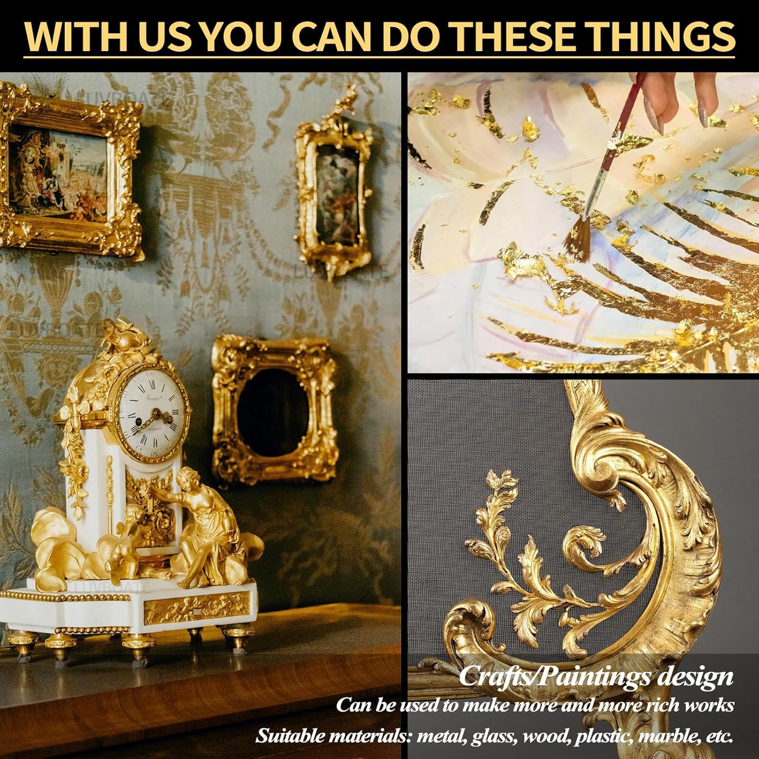 LUVBOATE Gold Leaf Gilding Kit – Complete 100-Piece Set with Adhesive, Varnish & Tools