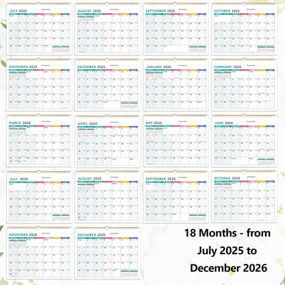 2025-2026 Wall Calendar – 18-Month Planner for Organization & Productivity