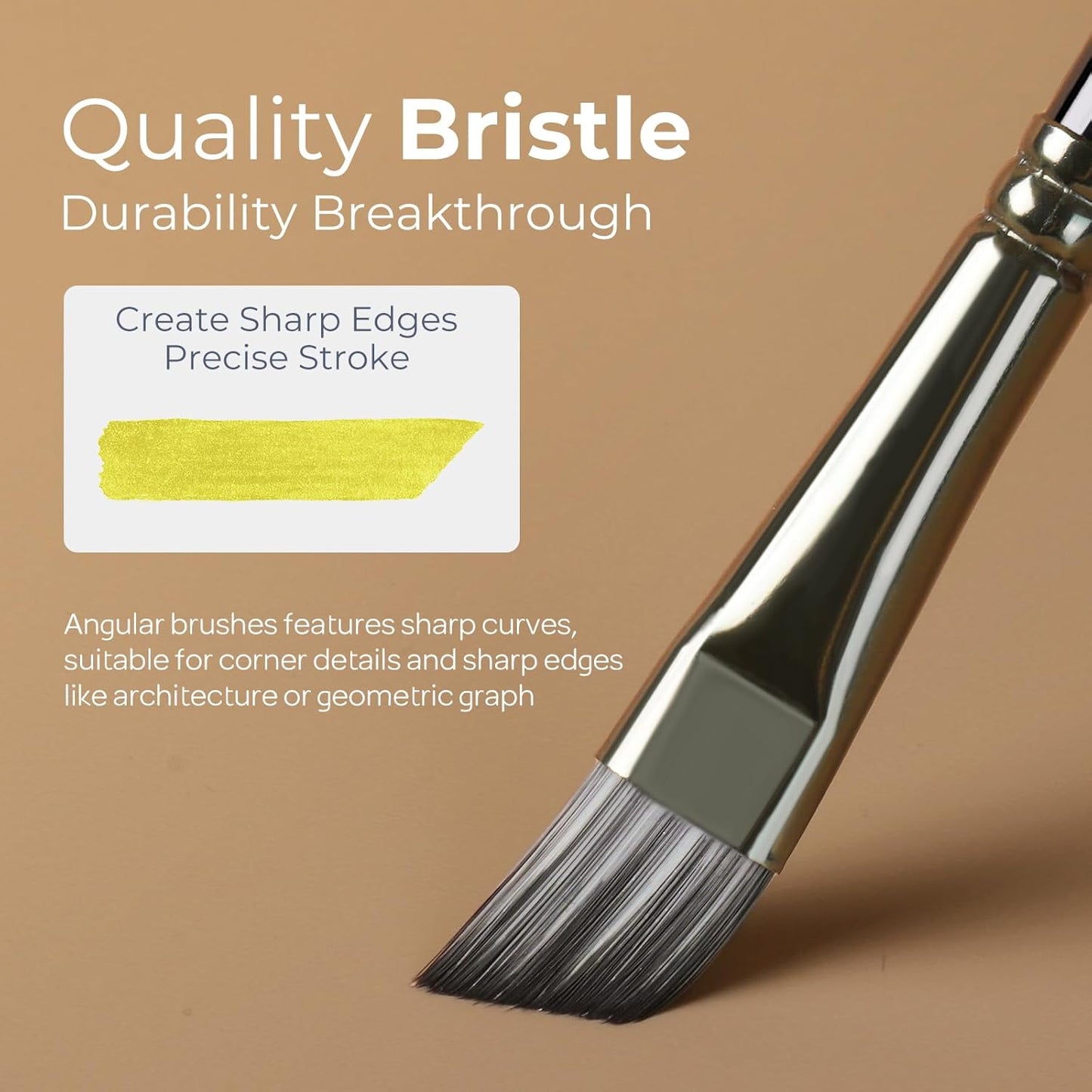 Nicpro 10 PCS Angular Paint Brush Set, Soft Anti-Shedding Nylon Hair Long Handle Angled Paint Brushes, Suitable for Artists and Beginners for Watercolour, Acrylics, Ink, Gouache, Oil, Tempera