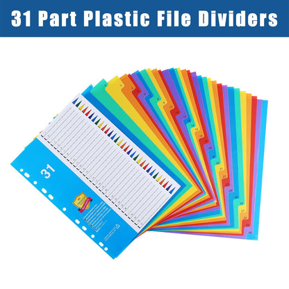 A4 1-31 Numbered File Dividers – Pack of 5 for Efficient Organization