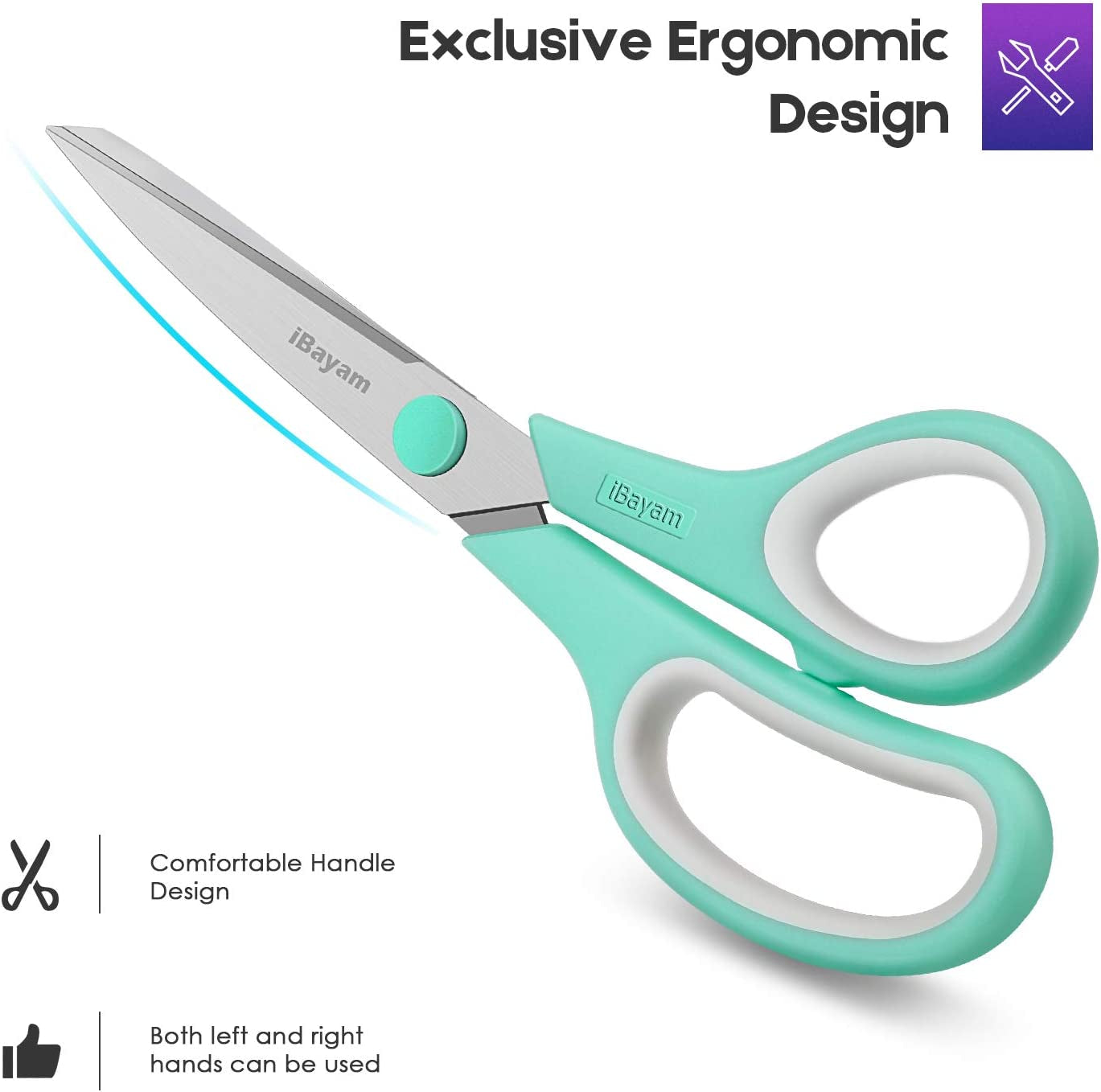 Household Scissors – 3-Pack, 8-Inch Soft-Grip, Multi-Purpose