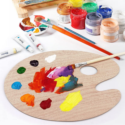 Redreo Wooden Paint Palette – 2-Pack, 8" x 12" Oval with Thumb Hole