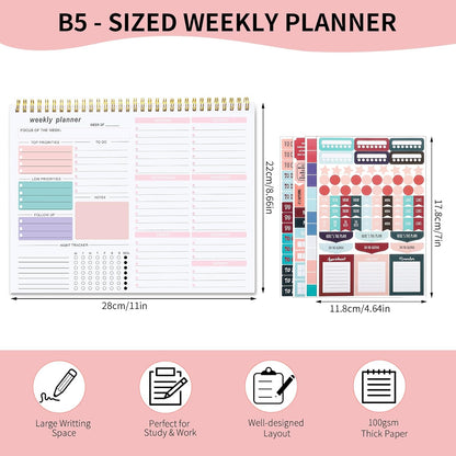 B5 Undated Weekly Planner – Organized, Spacious & Perfect for Productivity