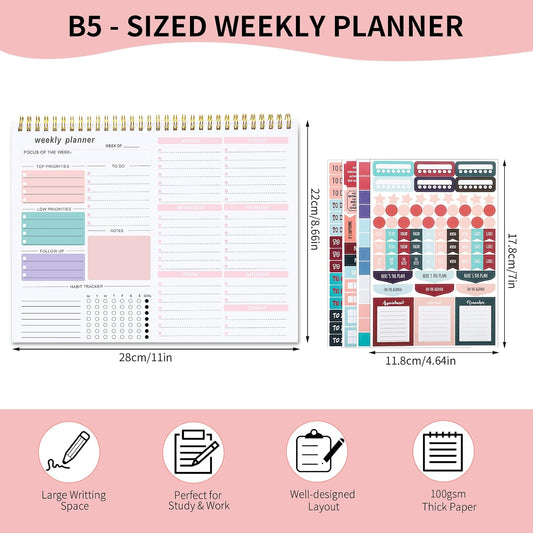 B5 Undated Weekly Planner – Organized, Spacious & Perfect for Productivity