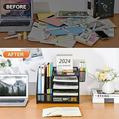 All-in-One Desk Organizer – 5 Trays, Drawer & Holders (36 x 28 x 30 cm)