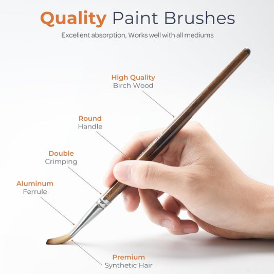 Nicpro 30Pcs Paint Brush Set, Professional Paintbrushes with Palette Knife and Cloth Roll, Craft Paint Brushes for Acrylic Painting, Oil, Watercolour, Gouache, Art Supplies for Artists and Beginners