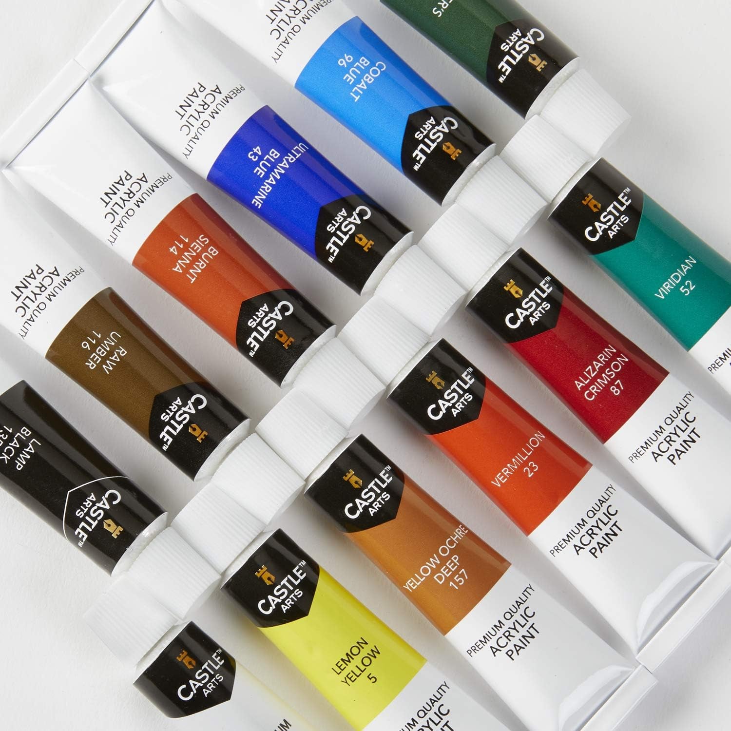 Castle Art Supplies 12 X 12Ml Acrylic Paints Tubes Set for Adults Artists Beginners | a Perfect Mix of Quality and Versatility - Vivid Colours - Easy to Blend and Good Coverage on Paper Canvas Wood or Fabric