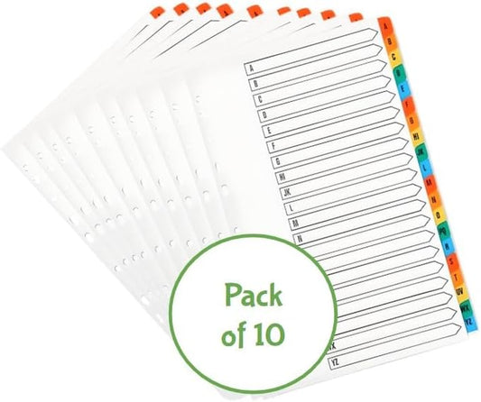 West End Stationery A4+ Alphabetical File Dividers – Pack of 10 for Easy Organization