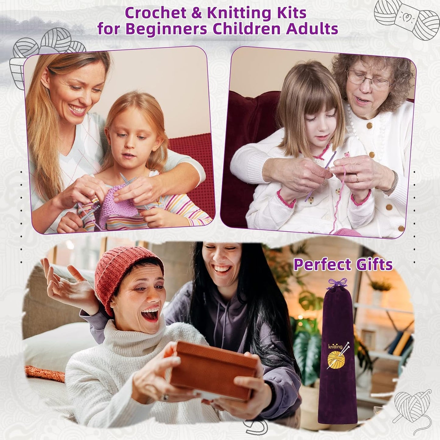Aeelike Knitting & Crochet Starter Kit – Complete Set for Beginners & Experts