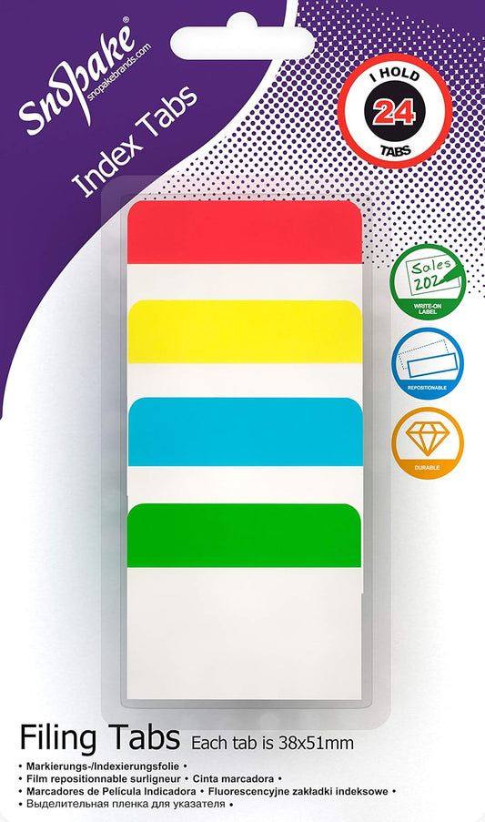 Snopake Filing Index Tabs – Durable, Repositionable & Perfect for Organization