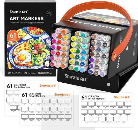 Shuttle Art 60-Colour Dual Tip Marker Set + Blender