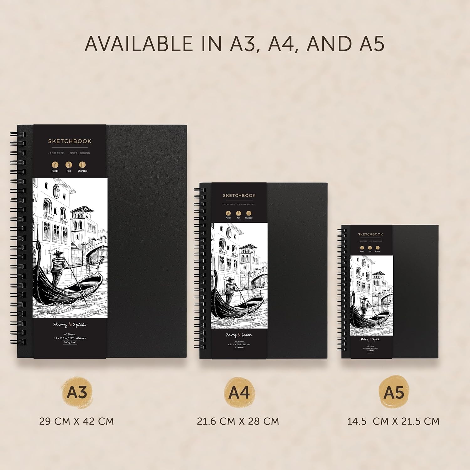 A3 Sketchbook for Artists Hardcover – 200GSM Very Thick Paper – Large Sketch Pad Art Book, Spiral Bound Sketch Book for Artists and Children – Drawing Book 29X42Cm, 40 Sheets / 80 Pages