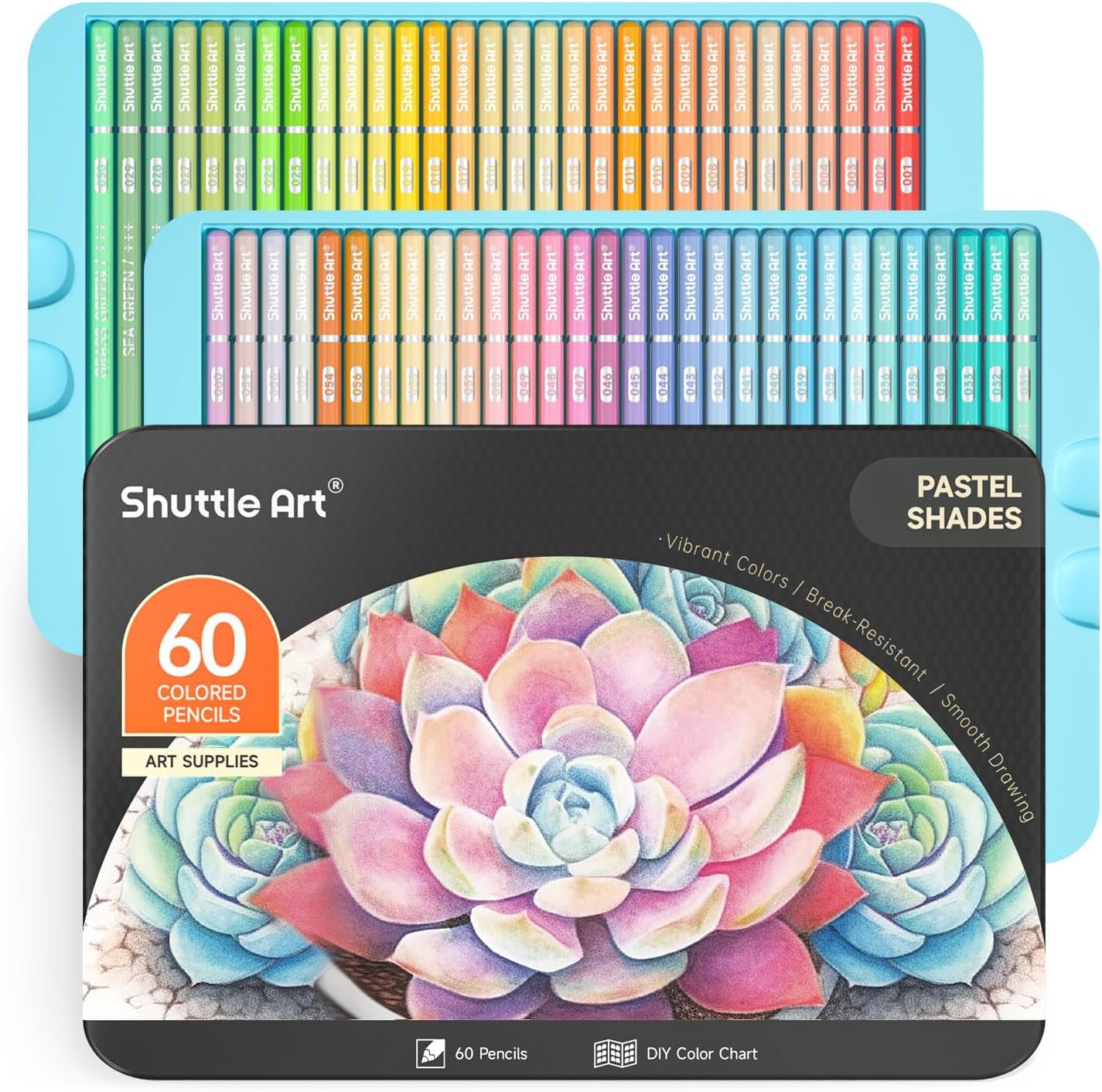 Shuttle Art 60-Piece Metallic Coloured Pencil Set