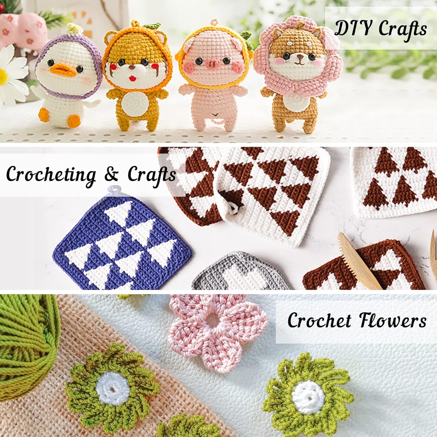 INSCRAFT 20-Color Crochet Yarn Kit – Complete Set for Beginners & Experts