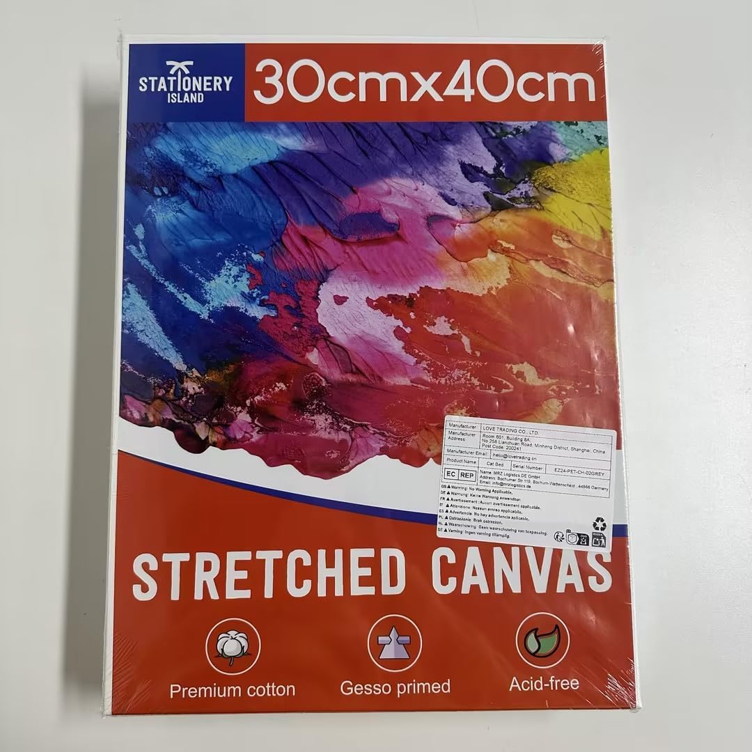 Stretched Canvas for Painting – 100% Cotton, Triple-Primed (Multiple Sizes & Packs)