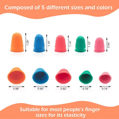 Rubber Finger Thimbles – 5-Pack, Multi-Size & Colour Grip Protectors