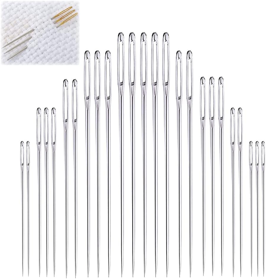 25-Piece Large Eye Sewing Needles with Hand-Carved Sandalwood Case