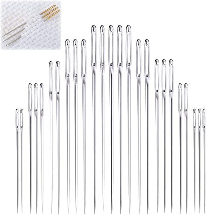 25-Piece Large Eye Sewing Needles with Hand-Carved Sandalwood Case