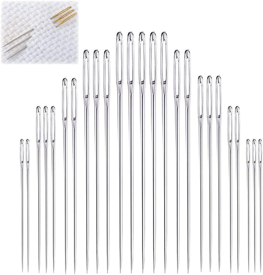 25-Piece Large Eye Sewing Needles with Hand-Carved Sandalwood Case