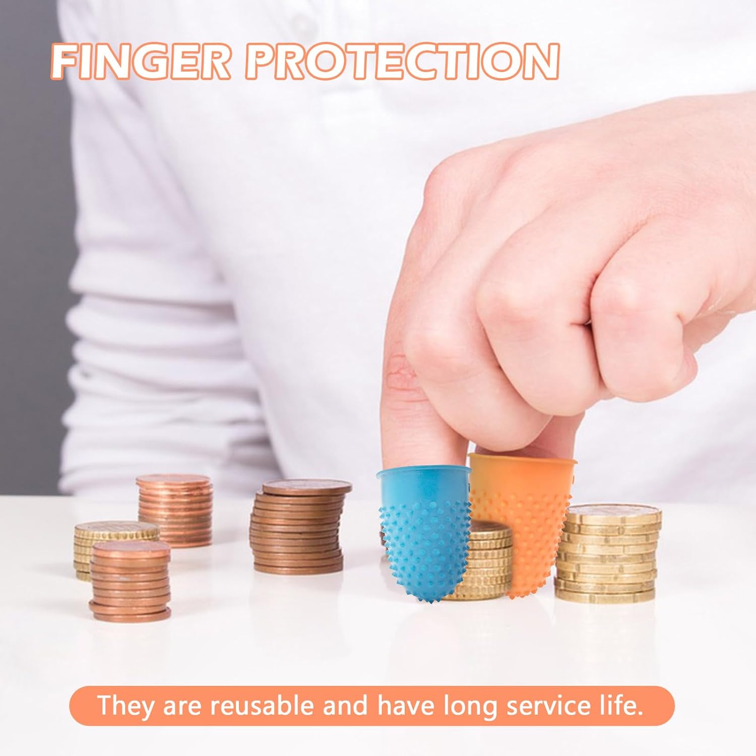 Rubber Finger Thimbles – 5-Pack, Multi-Size & Colour Grip Protectors