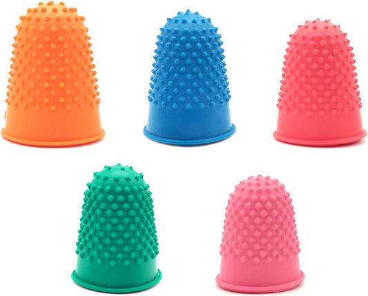 Rubber Finger Thimbles – 5-Pack, Multi-Size & Colour Grip Protectors
