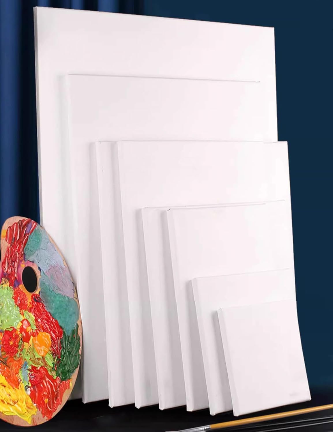 Stretched Canvas for Painting – 100% Cotton, Triple-Primed (Multiple Sizes & Packs)
