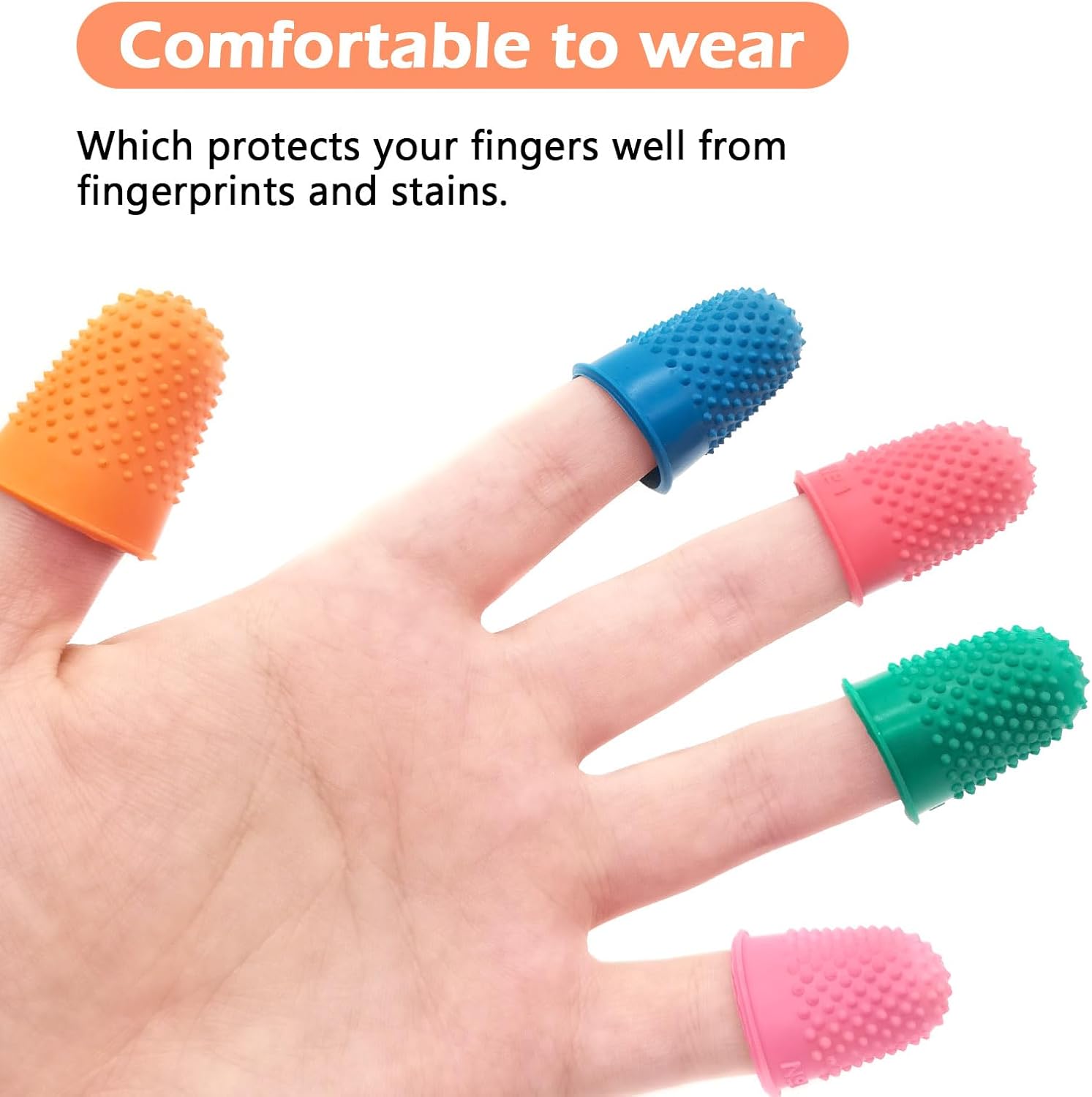 Rubber Finger Thimbles – 5-Pack, Multi-Size & Colour Grip Protectors