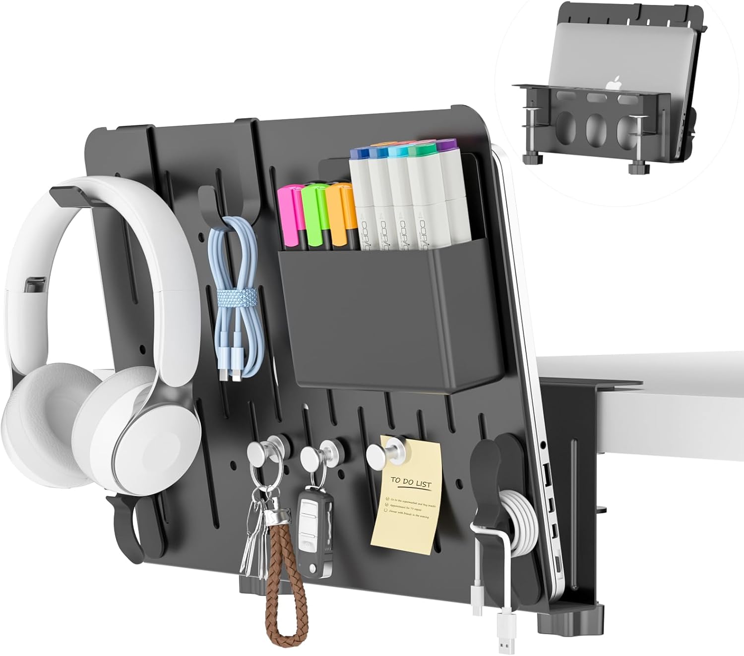 Clamp-On Desk Organizer – 6-in-1 Under Desk Storage Shelf