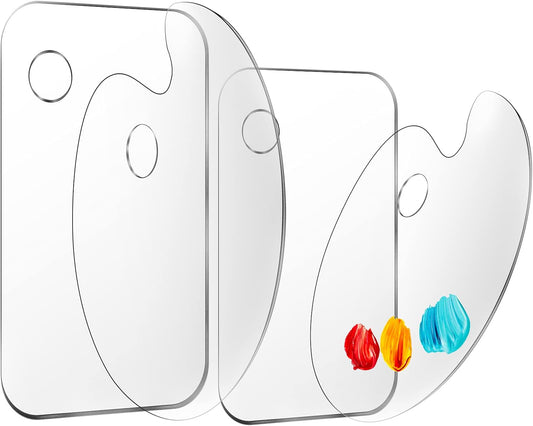 4-Piece Transparent Paint Palette Set – Acrylic, Plastic & Glass (Oval & Rectangular)