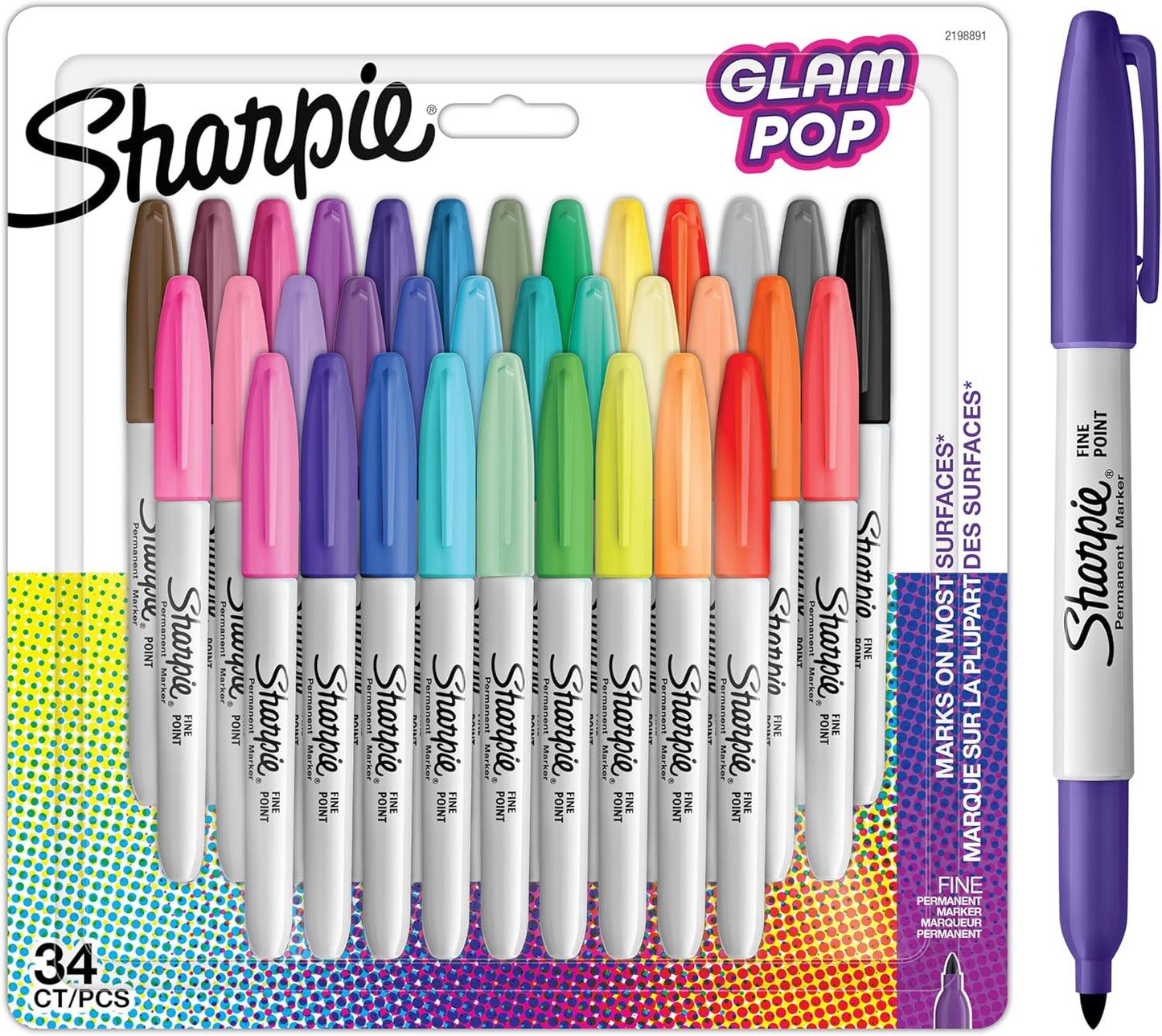 Sharpie Permanent Markers | Fine Point for Bold Details | Electro Pop & Assorted Original Colours | 24 Marker Pens