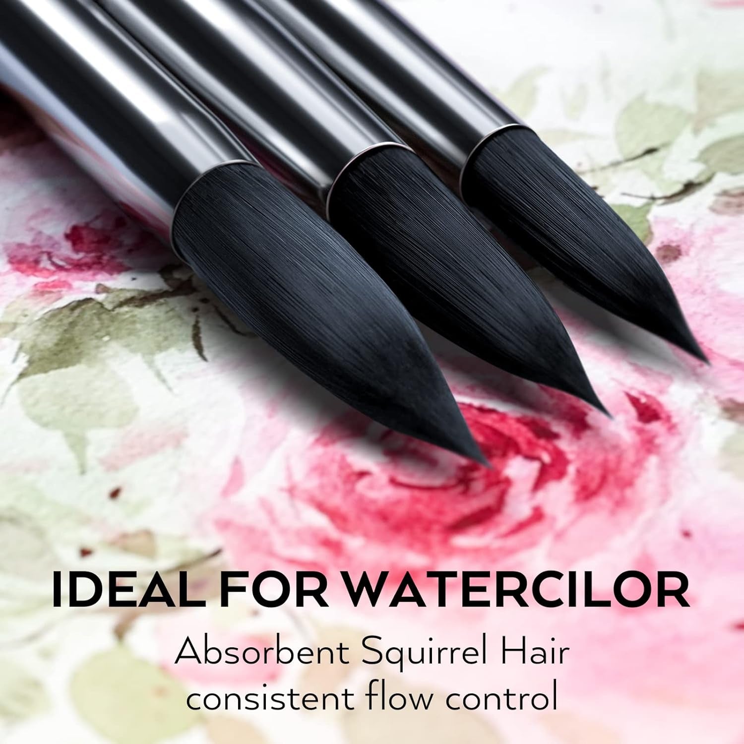 Nicpro 15PCS Watercolor Brushes Set, Soft Synthetic Squirrel Paint Brushes, Professional Water Color Paint Brush, Round, Cat Tongue, Liner, Flat, Wash for Artists, Adult, Watercolor, Inks, Gouache