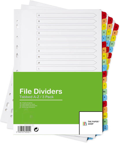 A4 A-Z File Dividers – Durable & Alphabetically Organized for Easy Filing