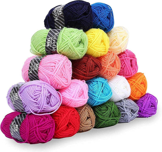 20-Color Acrylic Yarn Set – Soft, Durable & Perfect for Knitting & Crochet