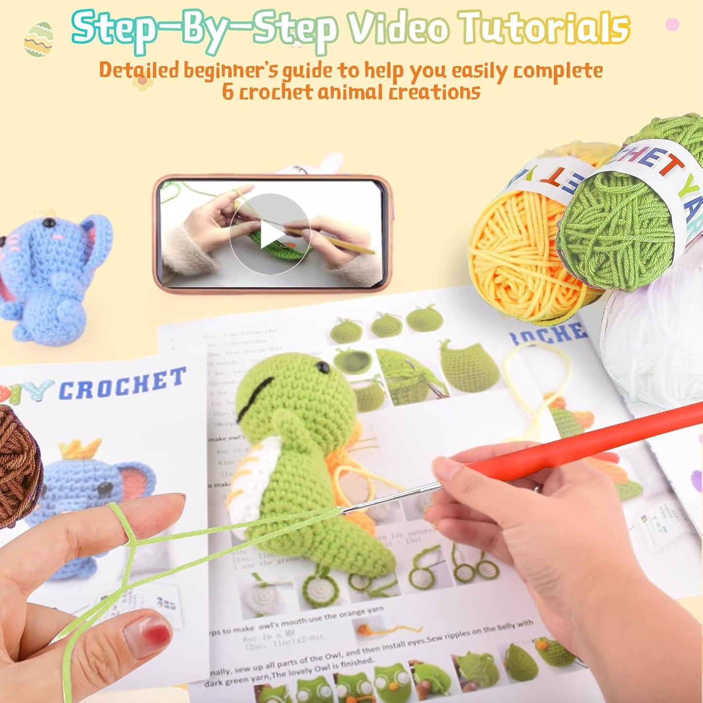 Beginner Crochet Animal Kit – Learn, Create & Make Adorable Plush Friends