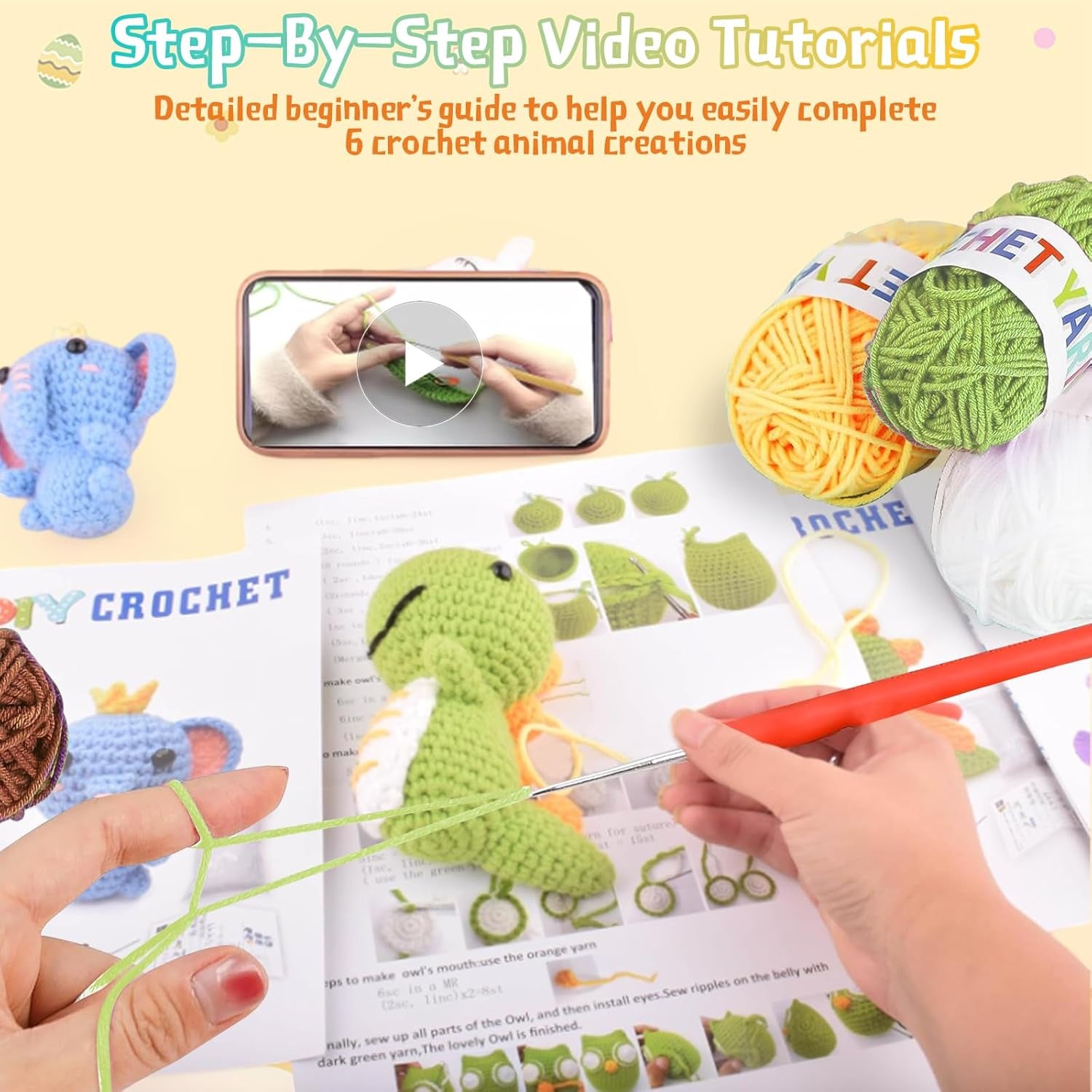 Beginner Crochet Animal Kit – Learn, Create & Make Adorable Plush Friends