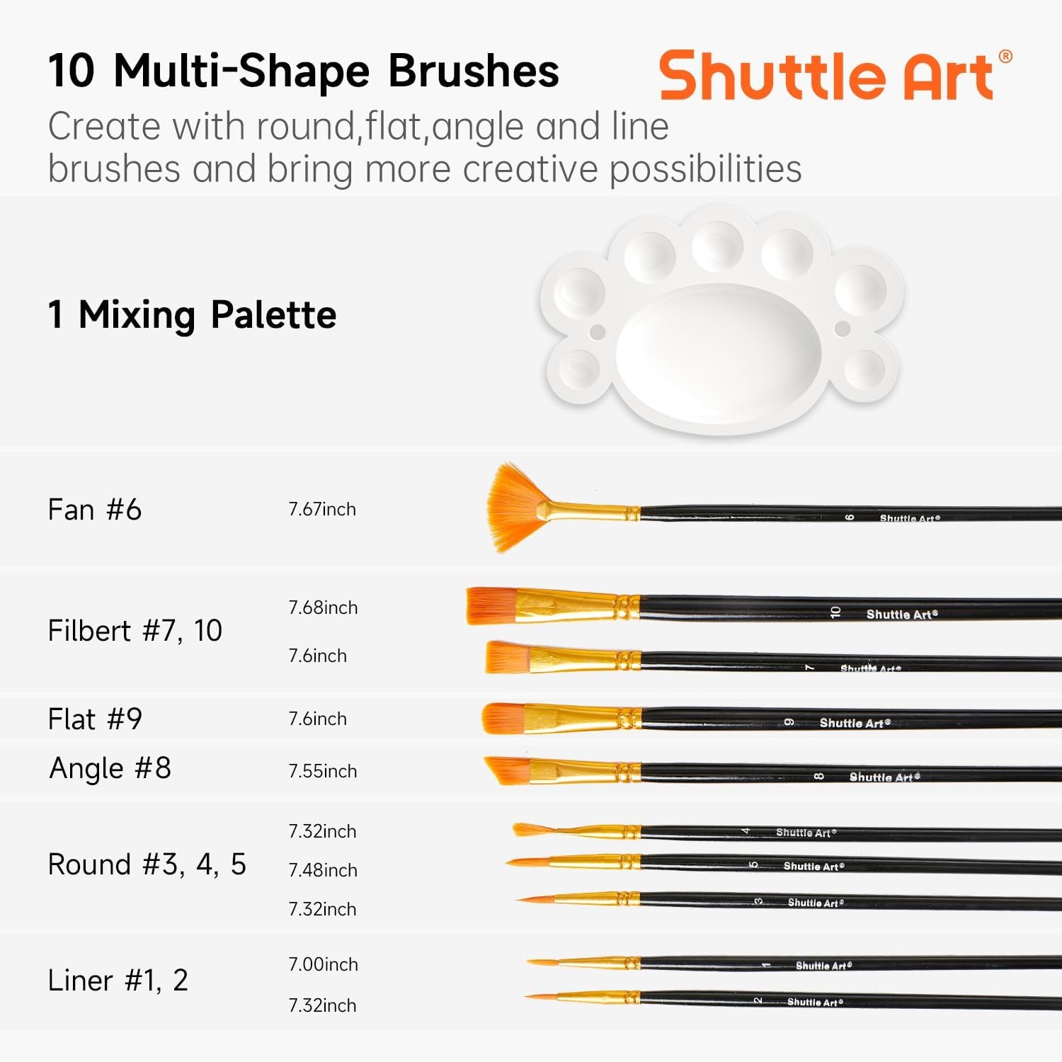 Shuttle Art 20-Colour Metallic Acrylic Paint Set + Brushes & Palette