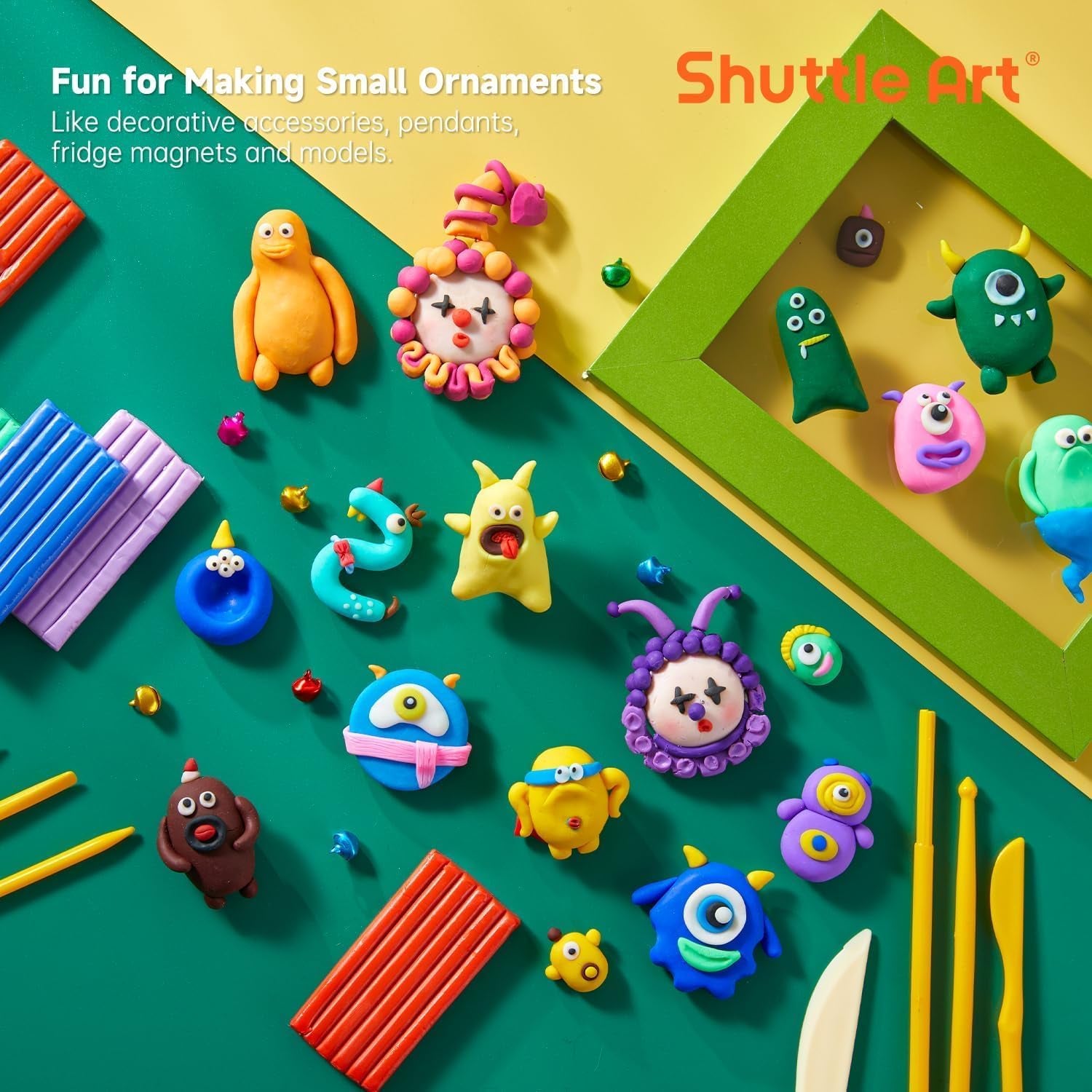 Shuttle Art 50-Colour Polymer Clay Kit – Soft Oven-Bake Modeling Clay with Tools & Accessories