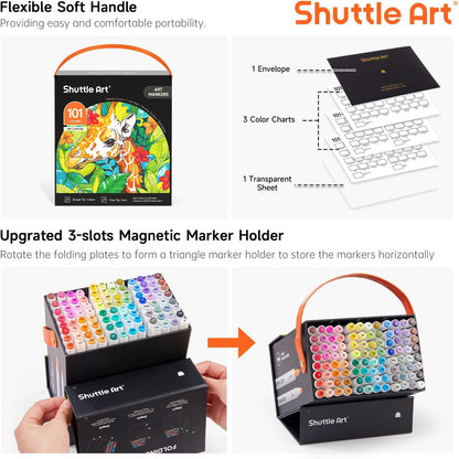 Shuttle Art 100-Colour Dual Tip Marker Set + Blender