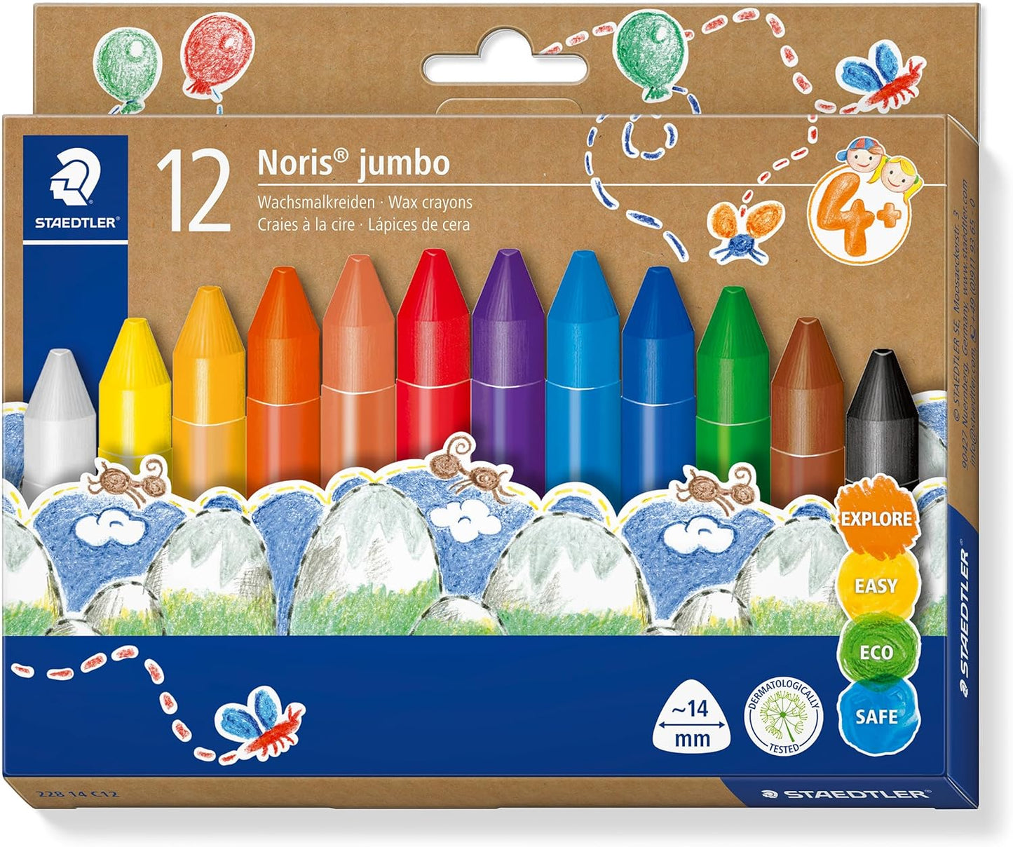 STAEDTLER Noris Jumbo Wax Crayons – Extra-Thick & Easy-to-Hold for Young Artists